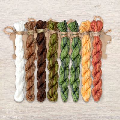 Set of OwlForest Hand-Dyed Threads for the “Fox Forest” Chart (Thread Trade n.a. Kirov)
