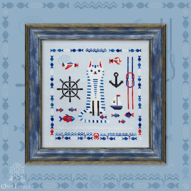Digital embroidery chart “The Cat and the Sea”