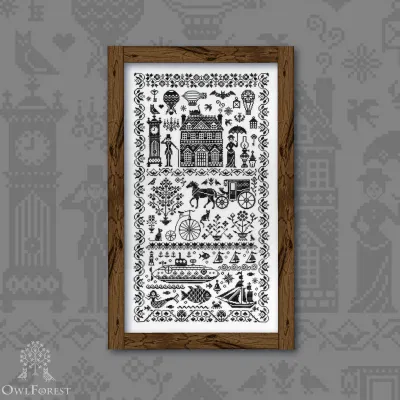Digital embroidery chart “Black Vintage Sampler”