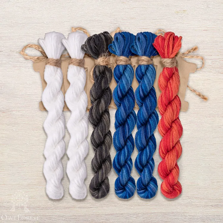 Set of OwlForest Hand-Dyed Threads for the “The Cat and the Sea” Chart (DMC)