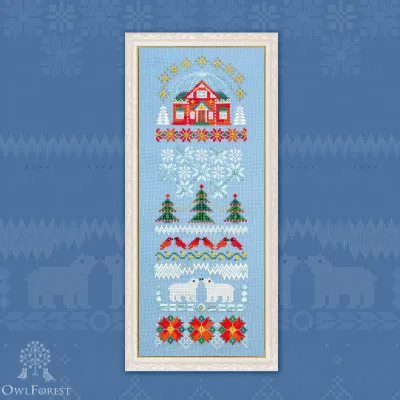 Printed embroidery chart “A Little House at the North Pole”