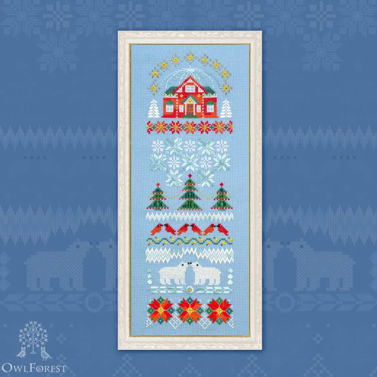 Printed embroidery chart “A Little House at the North Pole”