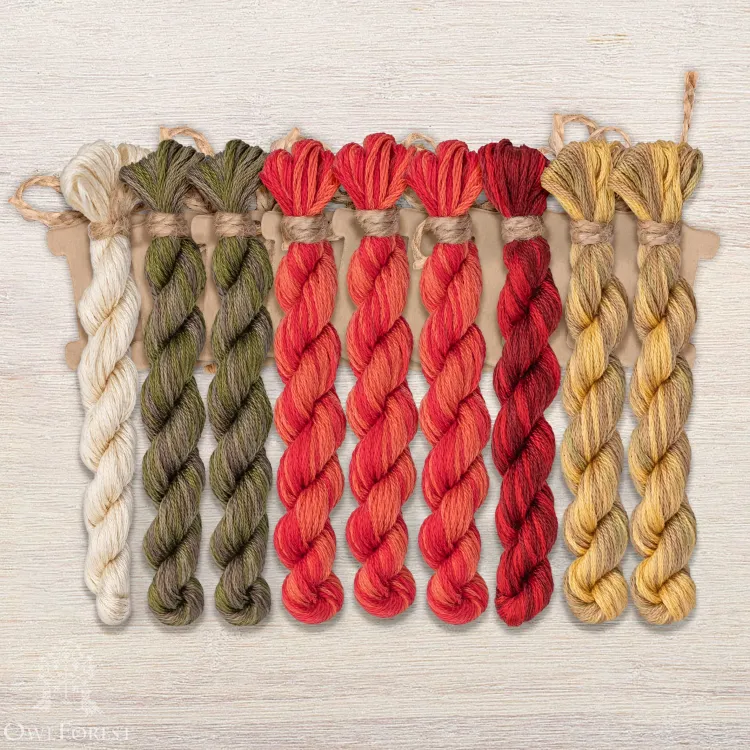 Set of OwlForest Hand-Dyed Threads for the “Painted Distaff” Chart (DMC)