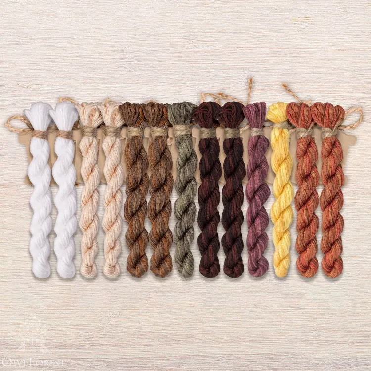 Set of OwlForest Hand-Dyed Threads for the “Light Sampler” Chart (DMC)