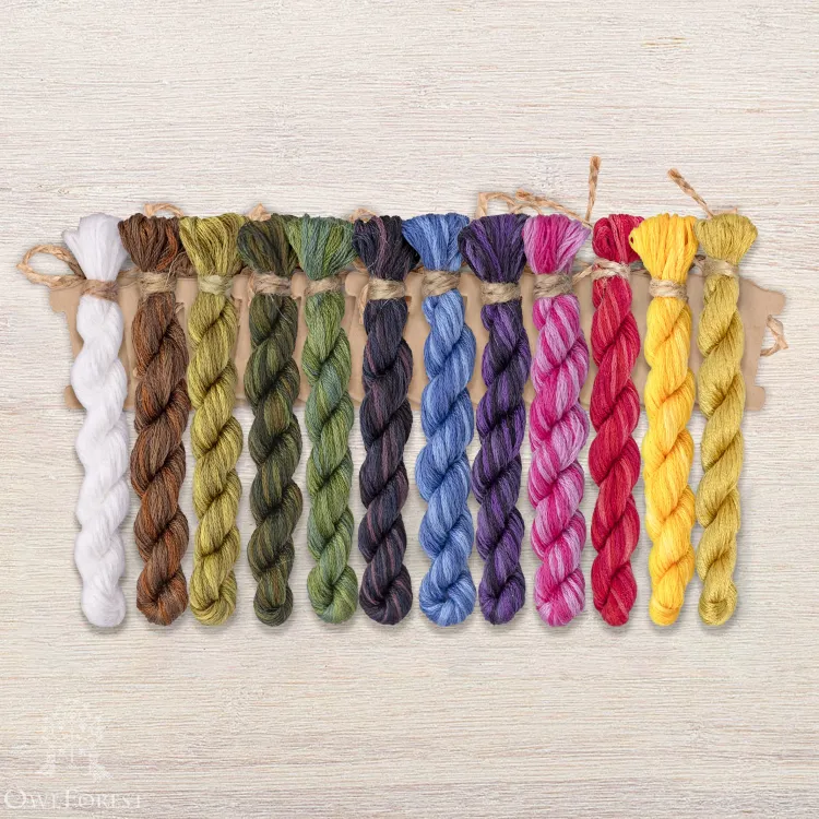 Set of OwlForest Hand-Dyed Threads for the “Wild Grasses. Bumblebee” Chart (DMC)