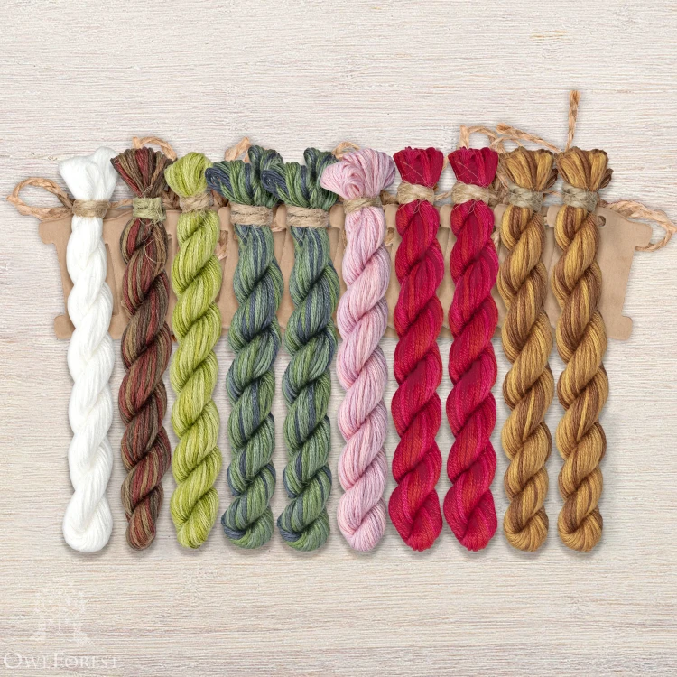 Set of OwlForest Hand-Dyed Threads for the “Summer Lullaby” Chart (Thread Trade n.a. Kirov)