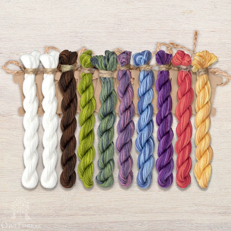 Set of OwlForest Hand-Dyed Threads for the “Breath of Spring” (Thread Trade n.a. Kirov) 