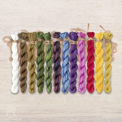 Set of OwlForest Hand-Dyed Threads for the “Wild Grasses. Bumblebee” Chart (Thread Trade n.a. Kirov)
