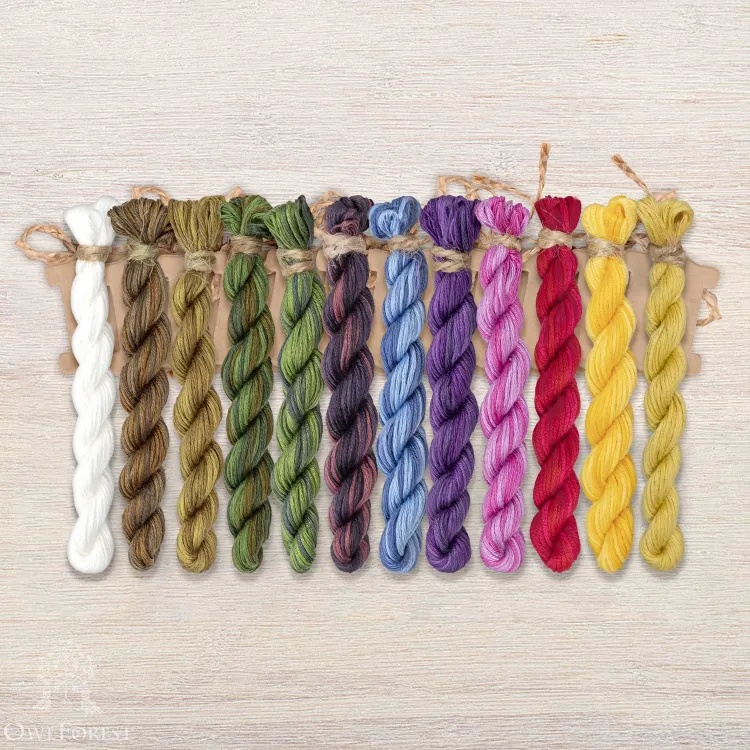 Set of OwlForest Hand-Dyed Threads for the “Wild Grasses. Bumblebee” Chart (Thread Trade n.a. Kirov)