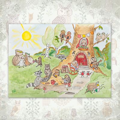 “Morning in the Owl Forest” Postcard