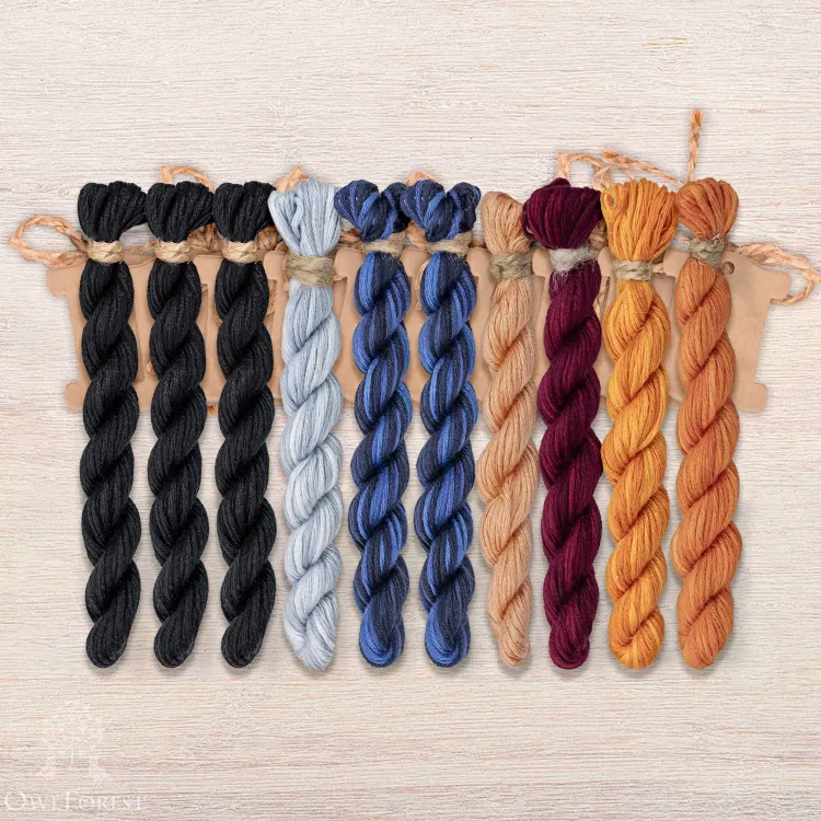 Set of OwlForest Hand-Dyed Threads for the “Мagical Еxperiment” Chart (Thread Trade n.a. Kirov)