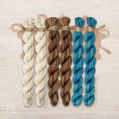Set of OwlForest Hand-Dyed Threads for the “Mesoamerican Motifs” Charts (Thread Trade n.a. Kirov) 3 colors