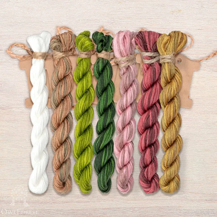 Set of OwlForest Hand-Dyed Threads for the “Snail Houses. Tulips” Chart  (Thread Trade n.a. Kirov)