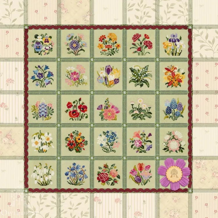 Digital embroidery chart “Flower  Bowl”