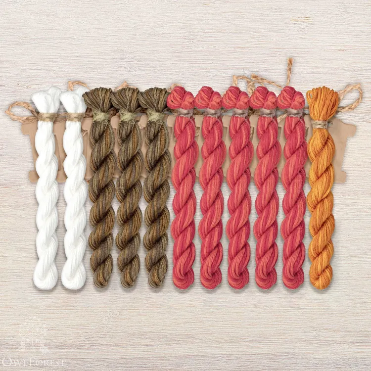 Set of OwlForest Hand-Dyed Threads for the “Belarusian Motifs. Village” Chart (Thread Trade n.a. Kirov)