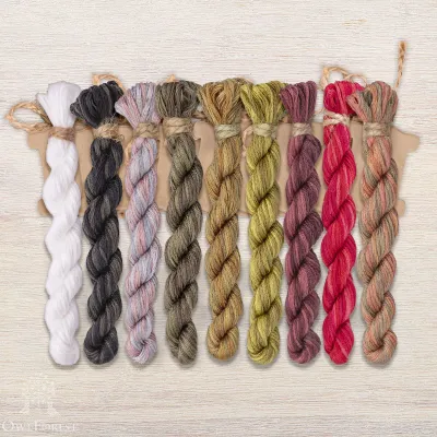 Set of OwlForest Hand-Dyed Threads for the “Redpolls” Chart (DMC)