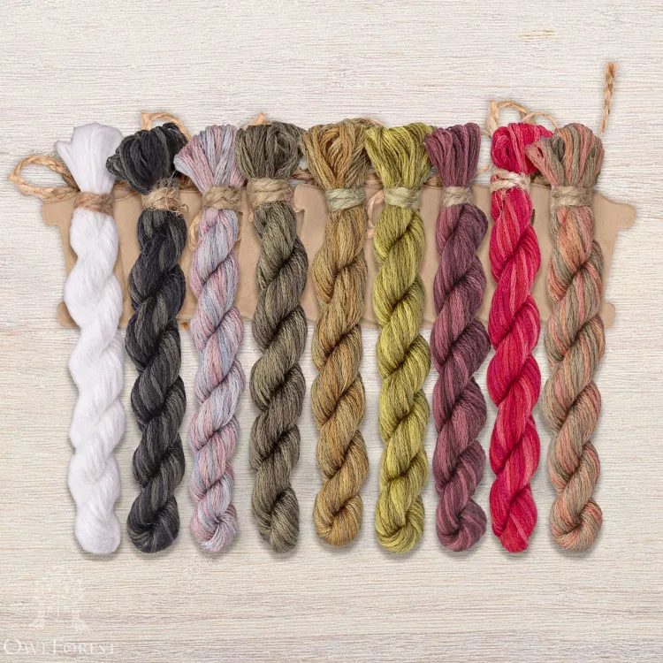 Set of OwlForest Hand-Dyed Threads for the “Redpolls” Chart (DMC)