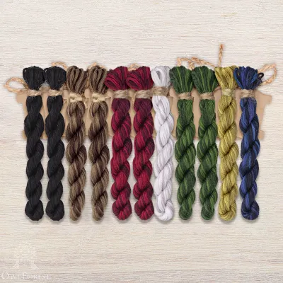 Set of OwlForest Hand-Dyed Threads for the “Magpie's Porridge” Chart (DMC)