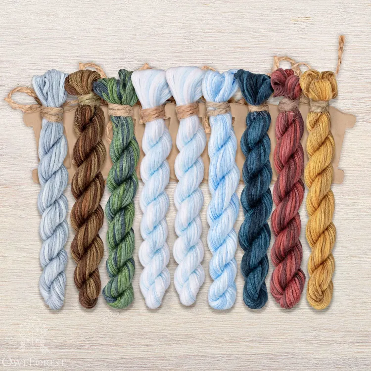 Set of OwlForest Hand-Dyed Threads for the “Hyperborea” Chart (Thread Trade n.a. Kirov)
