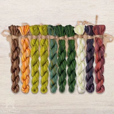 Set of OwlForest Hand-Dyed Threads for the “Gooseberry Summer” Chart (DMC)