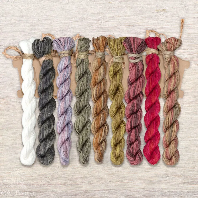Set of OwlForest Hand-Dyed Threads for the “Redpolls” Chart (Thread Trade n.a. Kirov)