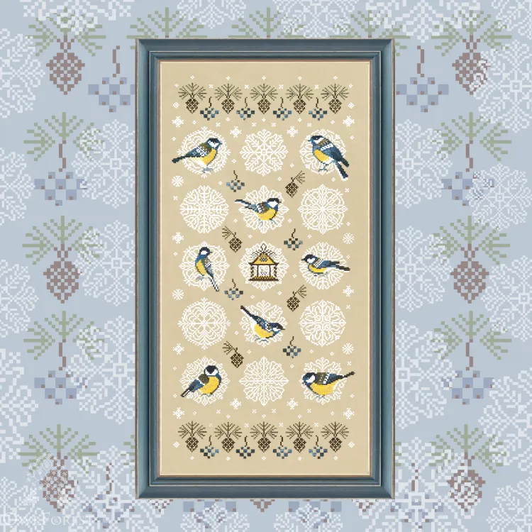 Digital embroidery chart “Snowflake Titmice”