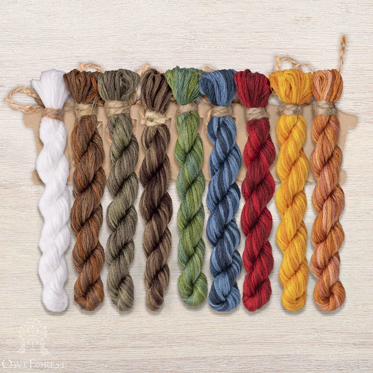 Set of OwlForest Hand-Dyed Threads for the “Needle and Thread Day” (DMC) 
