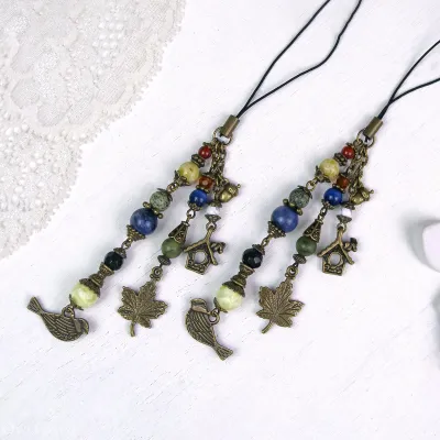 Scissor Fob “Titmice” Bronzy Metal Color Fittings