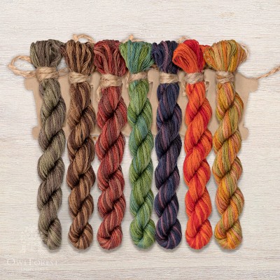 Set of OwlForest Hand-Dyed Threads for the “Forest Alphabet” Chart (DMC)