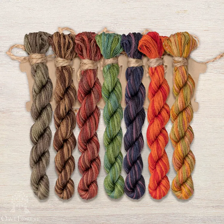 Set of OwlForest Hand-Dyed Threads for the “Forest Alphabet” Chart (DMC)