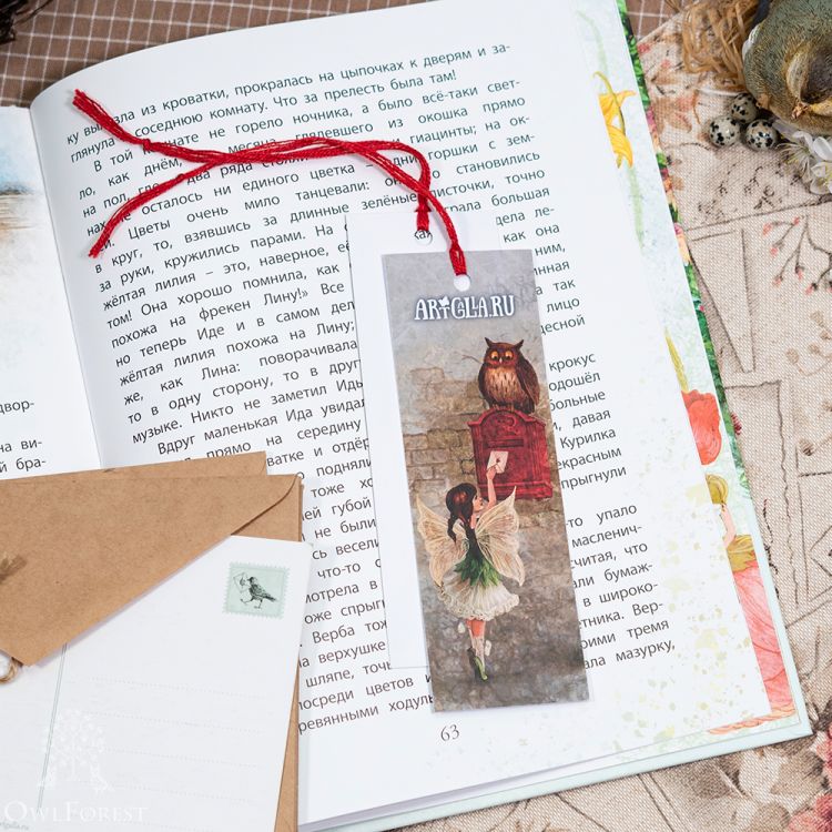 “Fairy and Postal Owl” Bookmarker