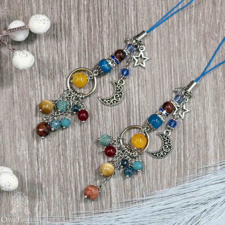 Scissor Fob “Around the Sun” Silver Metal Color Fittings
