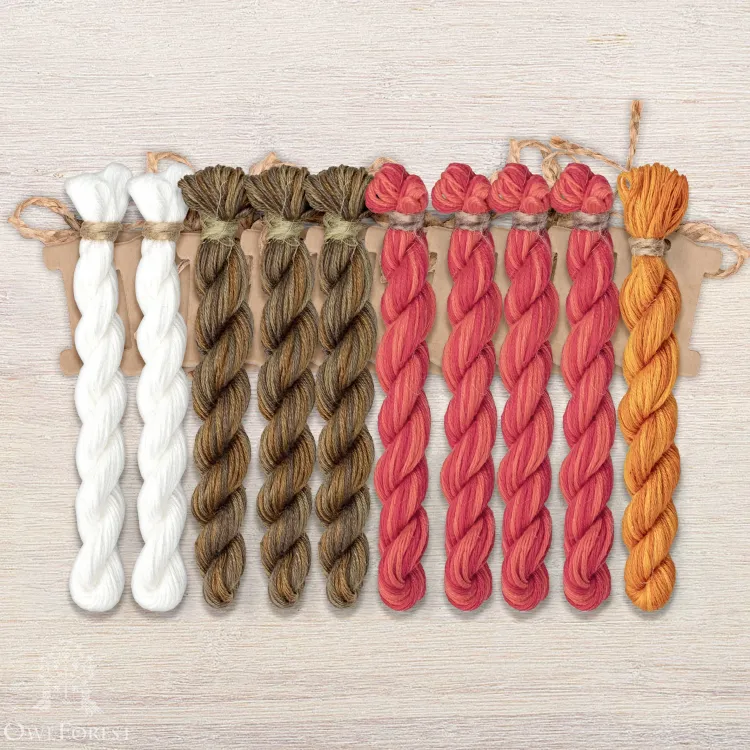 Set of OwlForest Hand-Dyed Threads for the “Belarusian Motifs. Storks” Chart (Thread Trade n.a. Kirov)