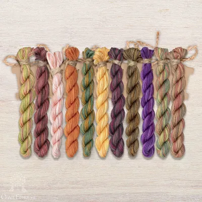 Set of OwlForest Hand-Dyed Threads for the “Color of the Autumn” Chart (Thread Trade n.a. Kirov)