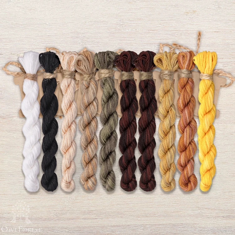Set of OwlForest Hand-Dyed Threads for the “Owlstice” (DMC) 