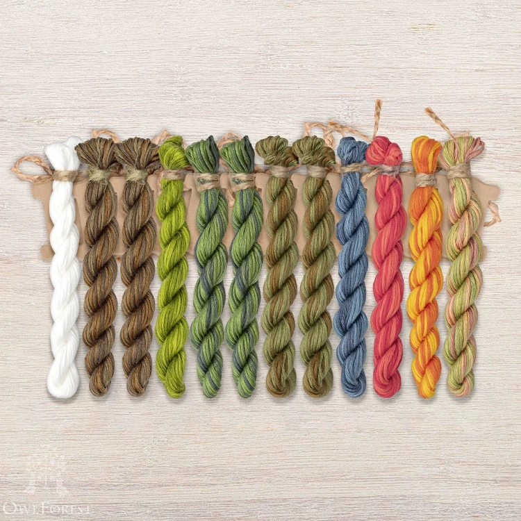 Set of OwlForest Hand-Dyed Threads for the “Pear Havest” (Thread Trade n.a. Kirov) 