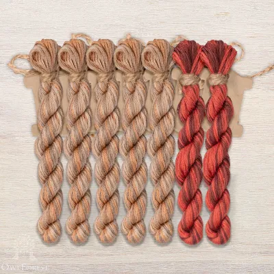 Set of OwlForest Hand-Dyed Threads for “Vintage Kitchen” Chart (DMC)
