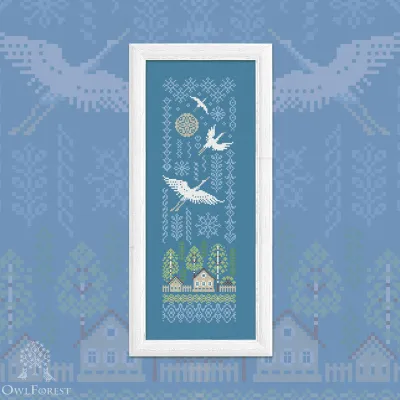 Free embroidery digital chart “Cranes”