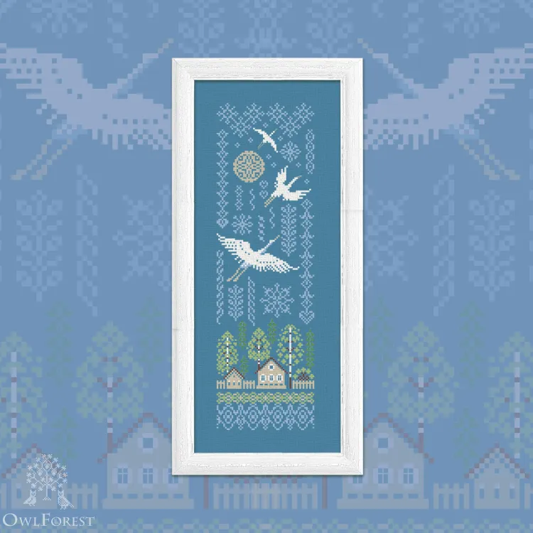 Free embroidery digital chart “Cranes”