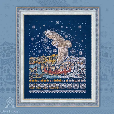 Embroidery kit “Winter Bringing Owl”