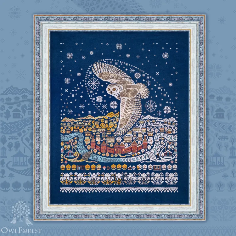Embroidery kit “Winter Bringing Owl”