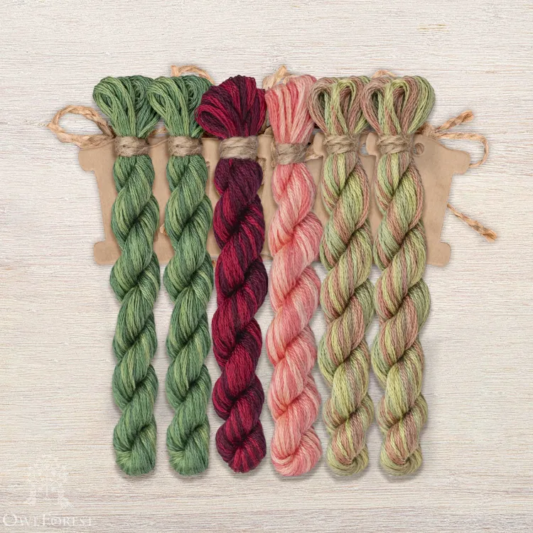 Set of OwlForest Hand-Dyed Threads for the “Tulip Tree” Chart (DMC)