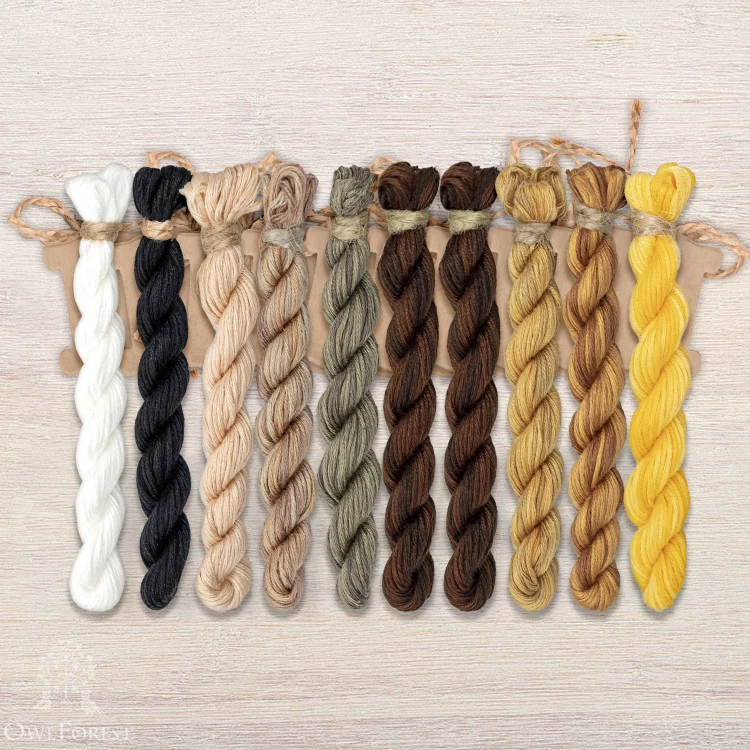 Set of OwlForest Hand-Dyed Threads for the “Owlstice” (Thread Trade n.a. Kirov) 