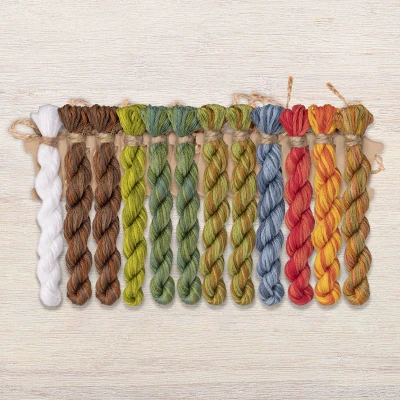 Set of OwlForest Hand-Dyed Threads for the “Pear Havest” (DMC) 