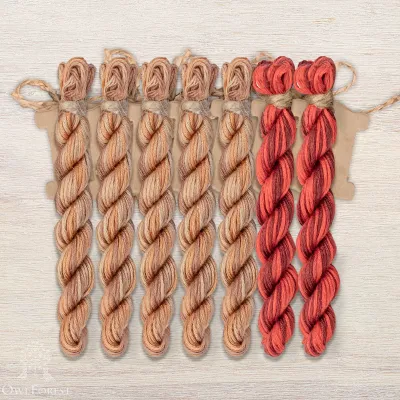 Set of OwlForest Hand-Dyed Threads for “Vintage Kitchen” Chart (Thread Trade n.a. Kirov)