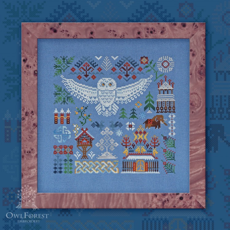 Printed embroidery chart “Hyperborea. Snowy Owl”