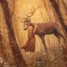 “Forest Deer” Linen Shopping Bag 