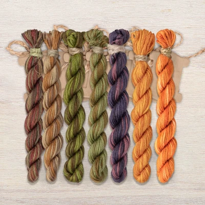 Set of OwlForest Hand-Dyed Threads for the “Pumpkin Shelf” (Thread Trade n.a. Kirov) 