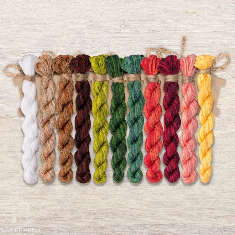 Set of OwlForest Hand-Dyed Threads for the “Strawberry Jam” Chart (DMC)