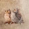 “Postal Owls” Linen Shopping Bag 